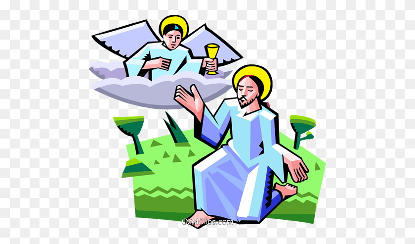 480x433 Jesus Speaking With Angel Royalty Free Vector Clip Art - Angel Clipart Free