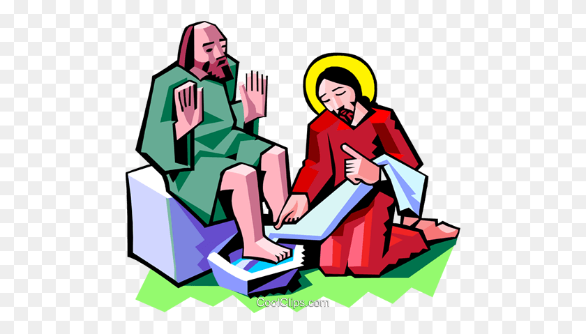 480x419 Jesus Washing The Feet Of A Disciple Royalty Free Vector Clip Art - Jesus And Disciples Clipart