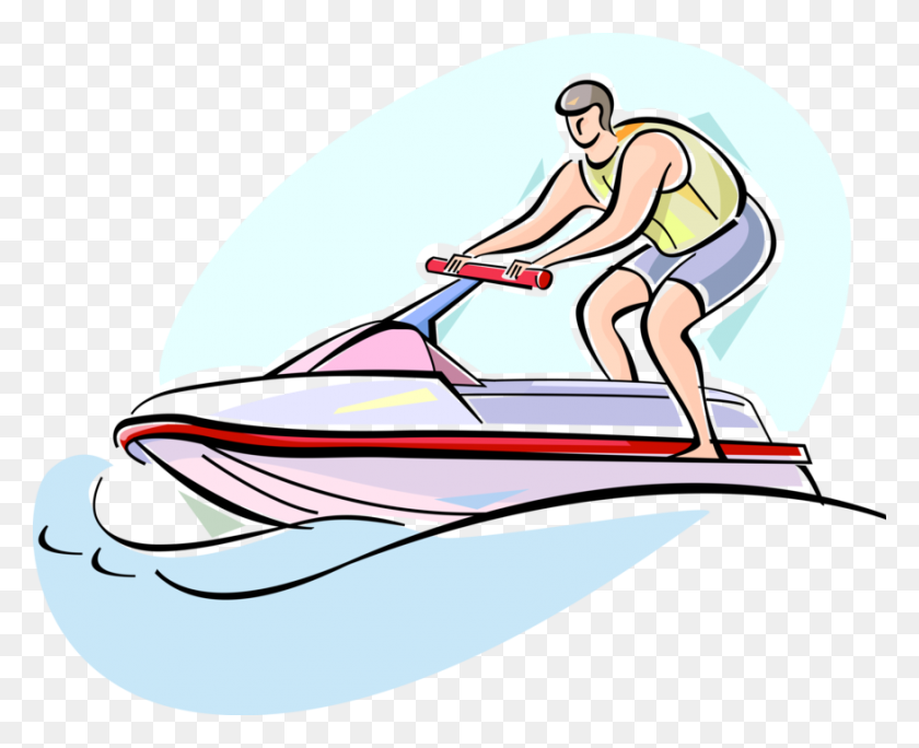 874x700 Jet Skier On Sea Doo Jet Ski - Ski Boat Clip Art