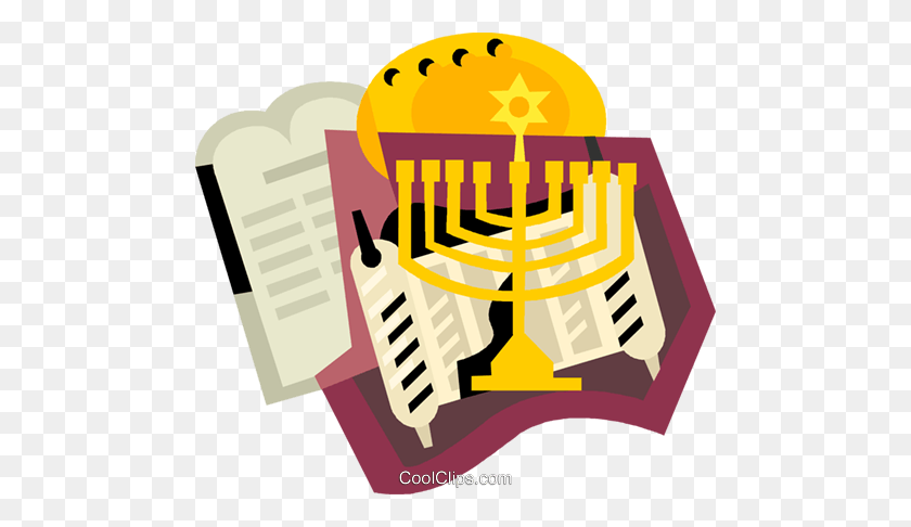480x426 Jewish Religious Items Royalty Free Vector Clip Art Illustration - Religious Clipart Images