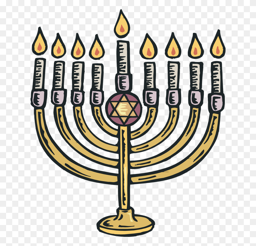 640x749 Jewish Symbols Clip Art Free Image - Menorah Clipart Free