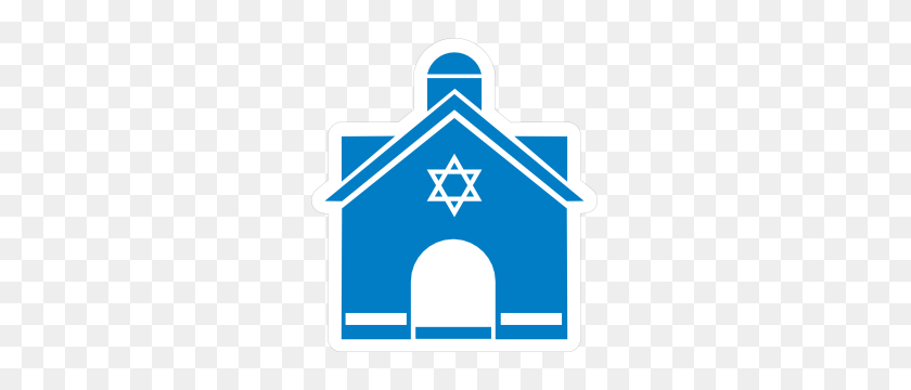 300x300 Templo Judío Con La Estrella De David De La Etiqueta Engomada - Estrella Judía De Imágenes Prediseñadas