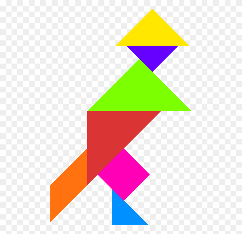 491x750 Rompecabezas De Tangram Juego De Triángulo - Triángulo Rojo Png
