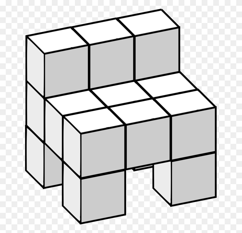 665x750 Пазлы Трехмерное Пространство Кубик Рубика Бесплатно - Детеныш Клипарт Черный И Белый