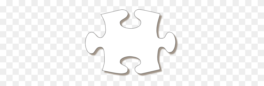 297x216 Jigsaw White Puzzle Piece Large Shadow Clip Art - Autism Puzzle Piece Clipart