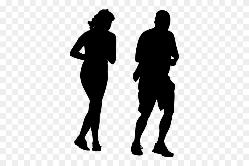 369x500 Jogging Couple Silhouette - Jogging Clipart