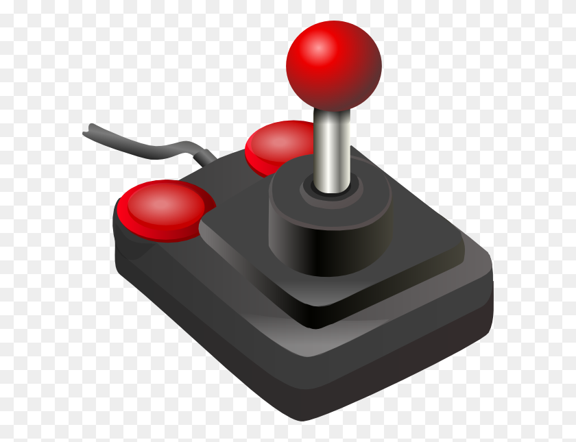 600x585 Joystick Black Red Clip Art Free Vector - Game Controllers Clipart