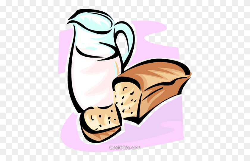 448x480 Jug Of Milk And Bread Royalty Free Vector Clip Art Illustration - Milk Clipart PNG