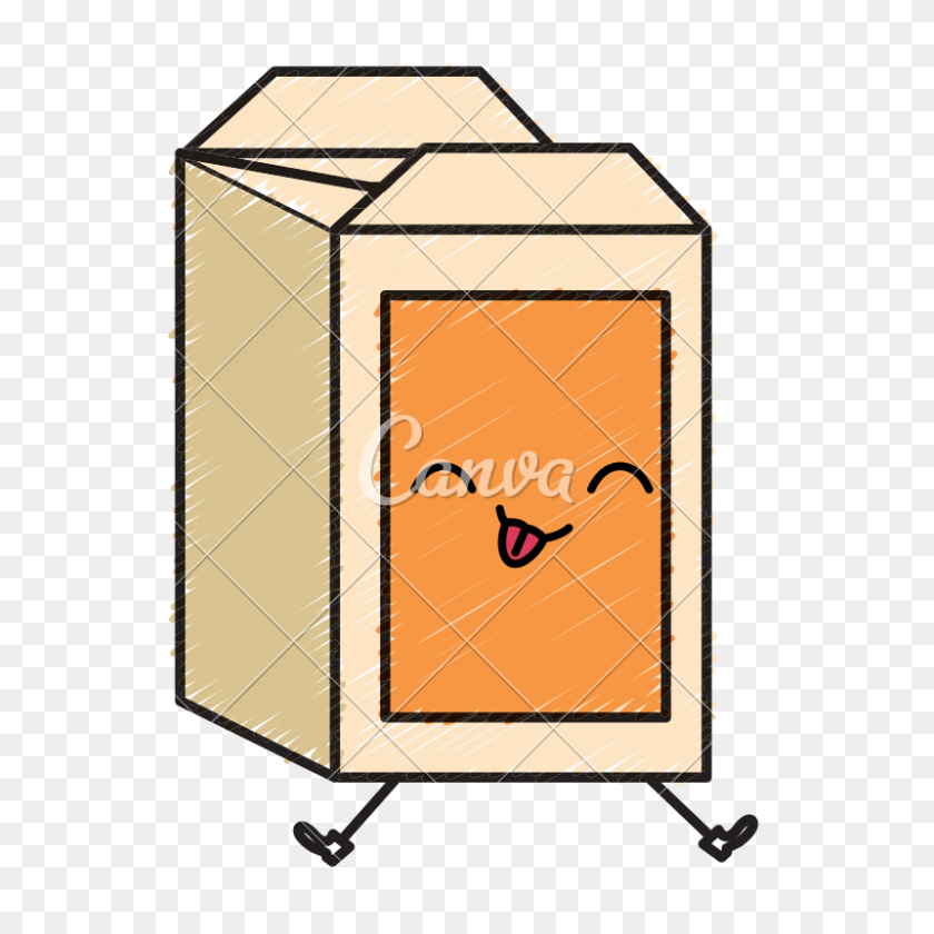800x800 Картонная Коробка Для Сока Каваи Персонаж - Картонная Коробка Для Сока Клипарт