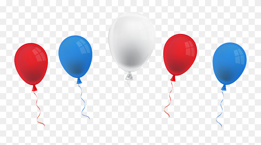 8000x4183 July Balloons Png Clip Art - July Birthday Clipart