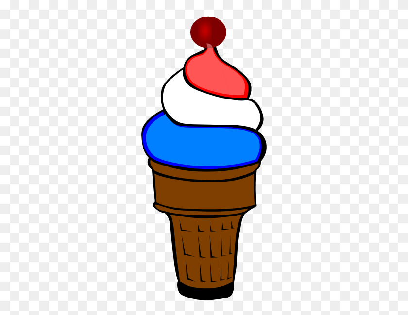 258x589 July Ice Cream Cone Clip Art - Pecan Clipart