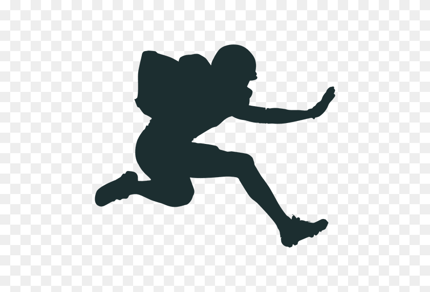 512x512 Jumping American Football Player Silhouette - Football Player Silhouette PNG