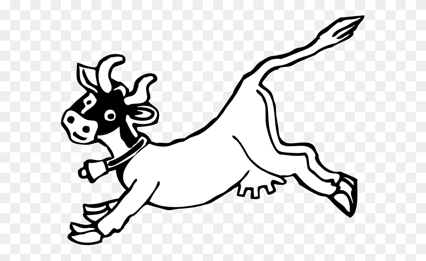600x454 Jumping Cow Without Spots Clip Art - Cow Spots Clipart