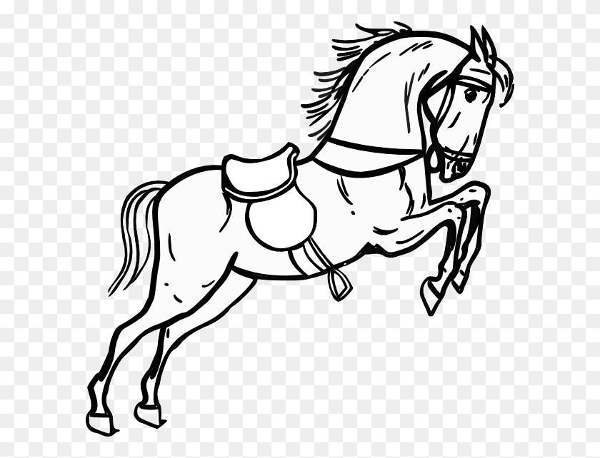 600x582 Прыгающая Лошадь Контур Картинки Бесплатный Вектор - Поднятие Лошади Клипарт