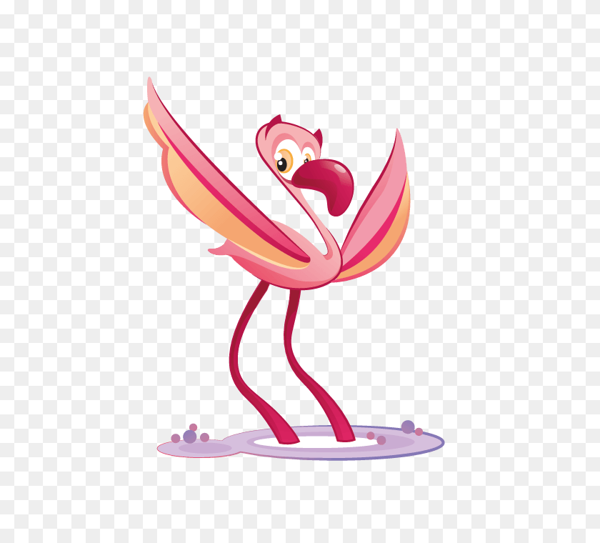 700x700 Pegatinas De Pared De La Selva Para La Habitación De Los Niños, Etiqueta Engomada Del Flamenco Rosado - Pink Flamingo Clipart