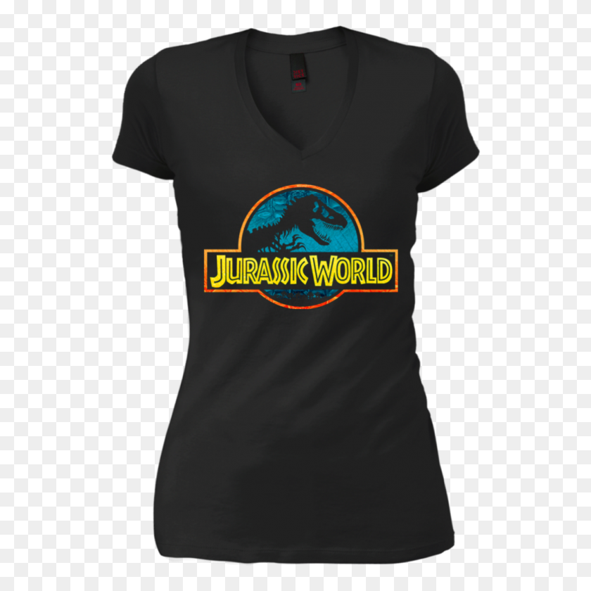 1024x1024 Jurassic Park Jurassic World Logo Womens V Neck T Shirt Fanclub - Jurassic World Logo PNG