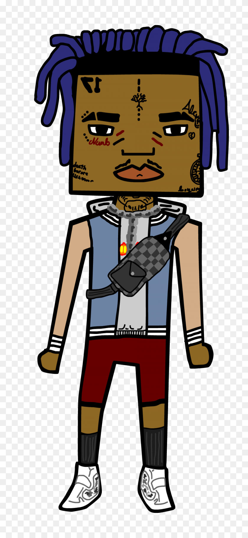 936x2111 Just Made This Cartoon Drawing Of X My Time Using Adobe - Xxxtentacion Hair PNG