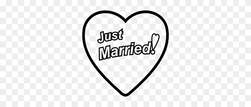 300x300 Just Married Heart Wedding Sticker - Just Married Car Clipart