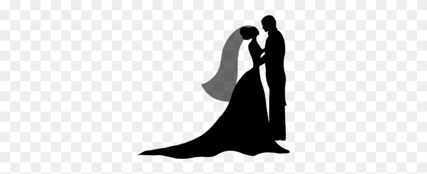 300x283 Just Married Wedding - Bride And Groom Silhouette PNG