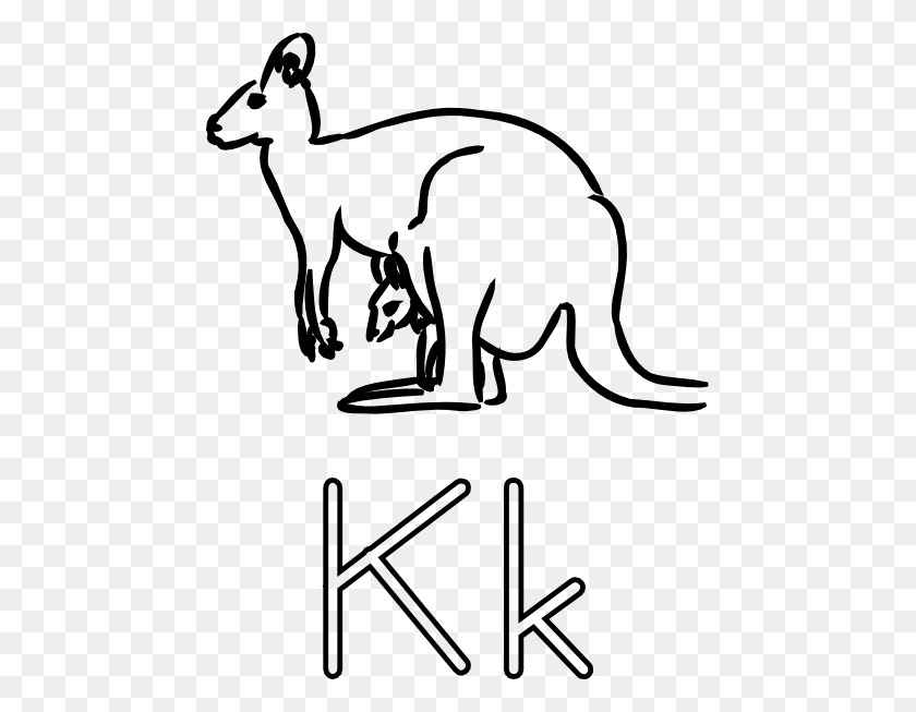 462x593 K Is For Kangaroo Clip Art - Kangaroo Clipart Black And White