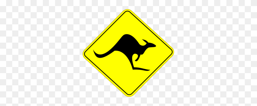 299x288 Kangaroo Road Sign Clip Art - Kangaroo Clipart