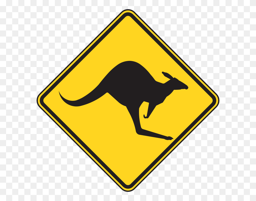 600x600 Kangaroo Warning Sign Clip Art Free Vector - Mustard Clipart