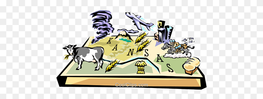 480x257 Kansas Vignette Map Royalty Free Vector Clip Art Illustration - Pony Express Clipart