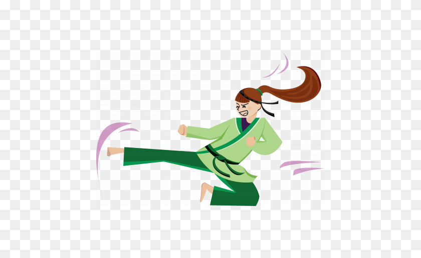 456x456 Karate Girl Kicking Illustration Color Graphic - Karate Girl Clip Art