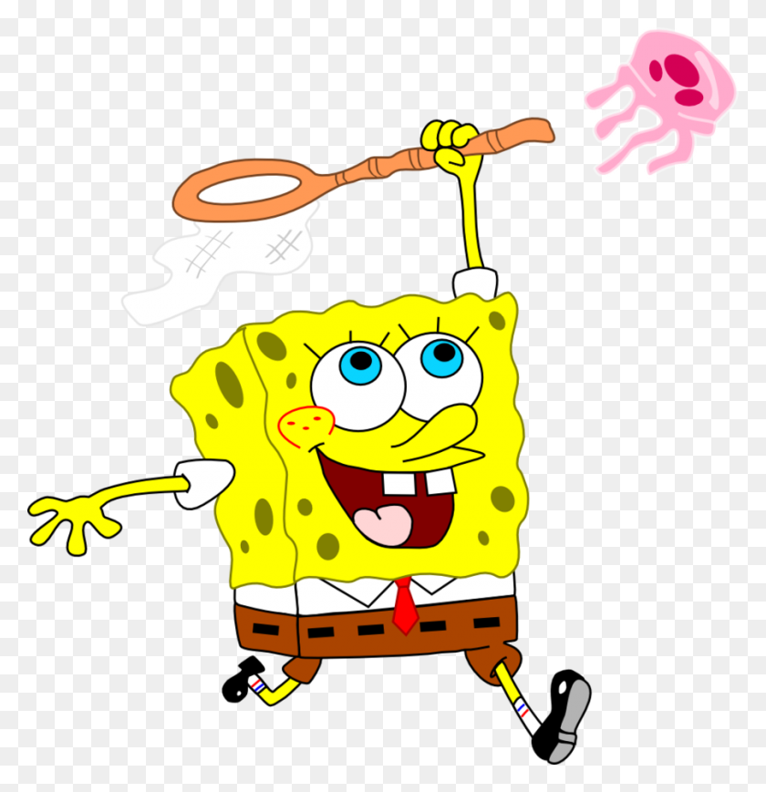 900x934 Kartun Spongebob Fishing - Spongebob And Patrick PNG