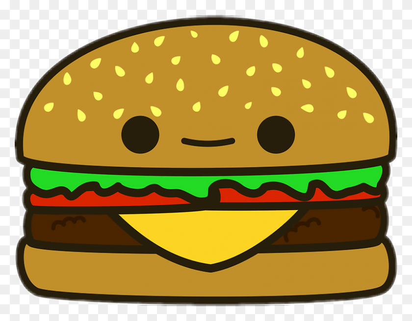 799x609 Kawaii - Cheeseburger Clipart