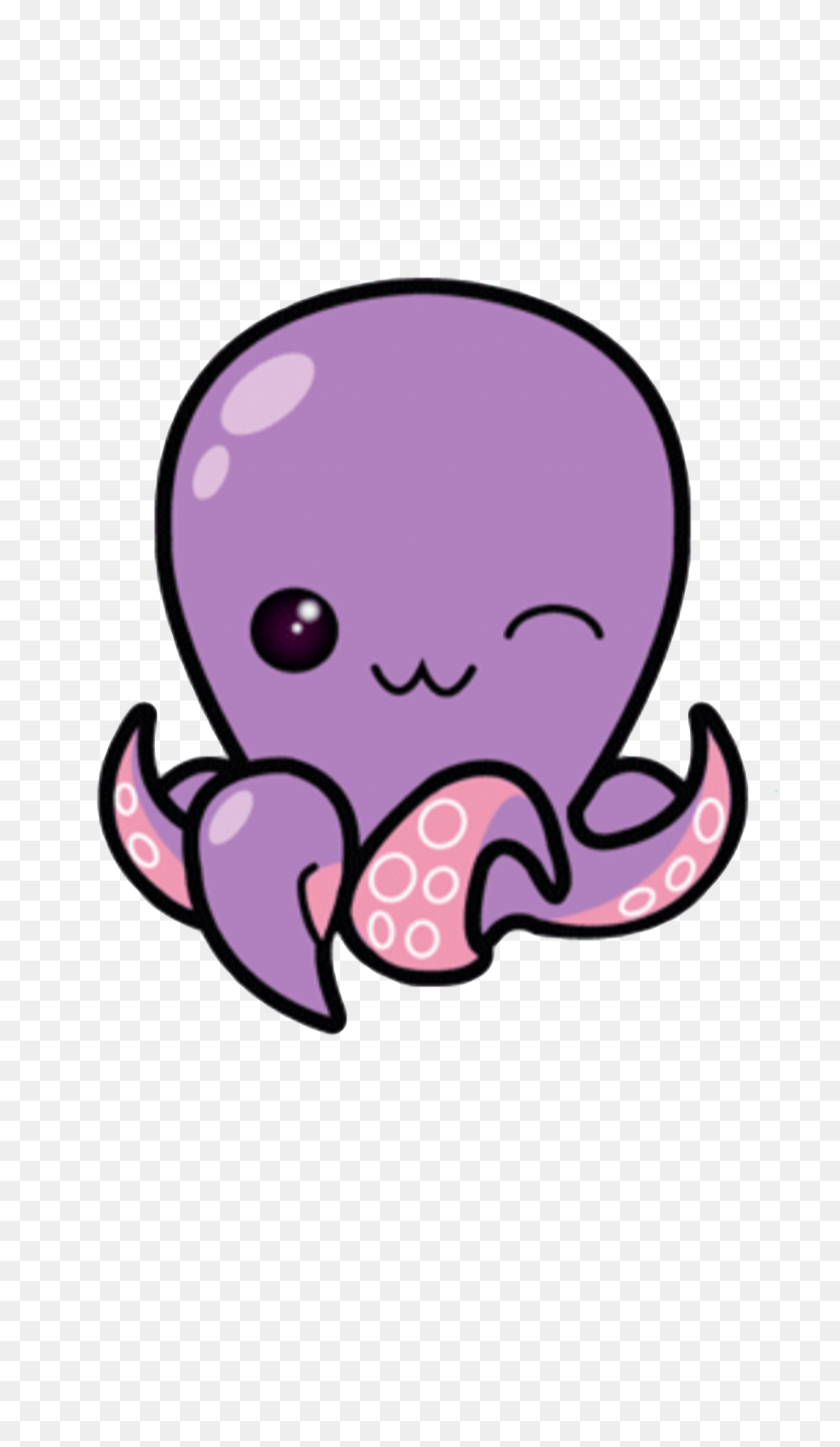 1242x2208 Kawaii Cute Octopus Squid Purple Sea Creature Seacreatu - Cute Octopus Clipart