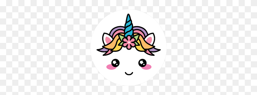 250x250 Kawaii Cute Unicorn Face Sticker - Unicorn Face PNG
