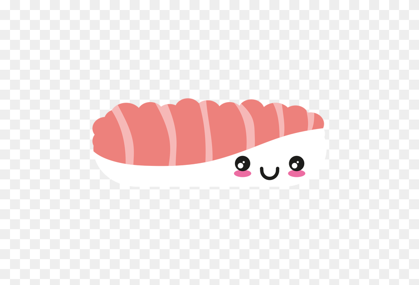 512x512 Kawaii Face Salmon Sashimi Sushi - Kawaii Face PNG