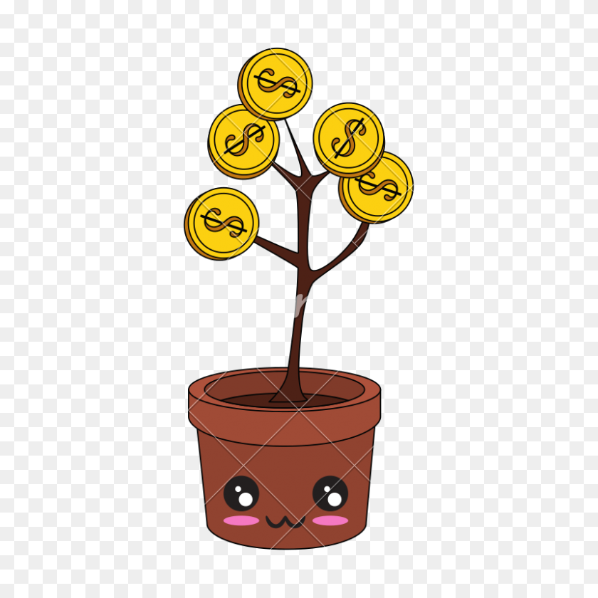 800x800 Kawaii Money Plant Icon - Money Tree PNG