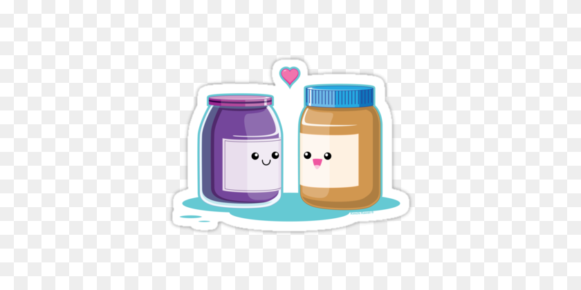 375x360 Kawaii Peanut Butter And Jelly' Sticker - Peanut Butter And Jelly Clipart