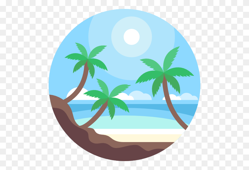 512x512 Kbytes, Palm Trees On The Island - Desert Island Clipart