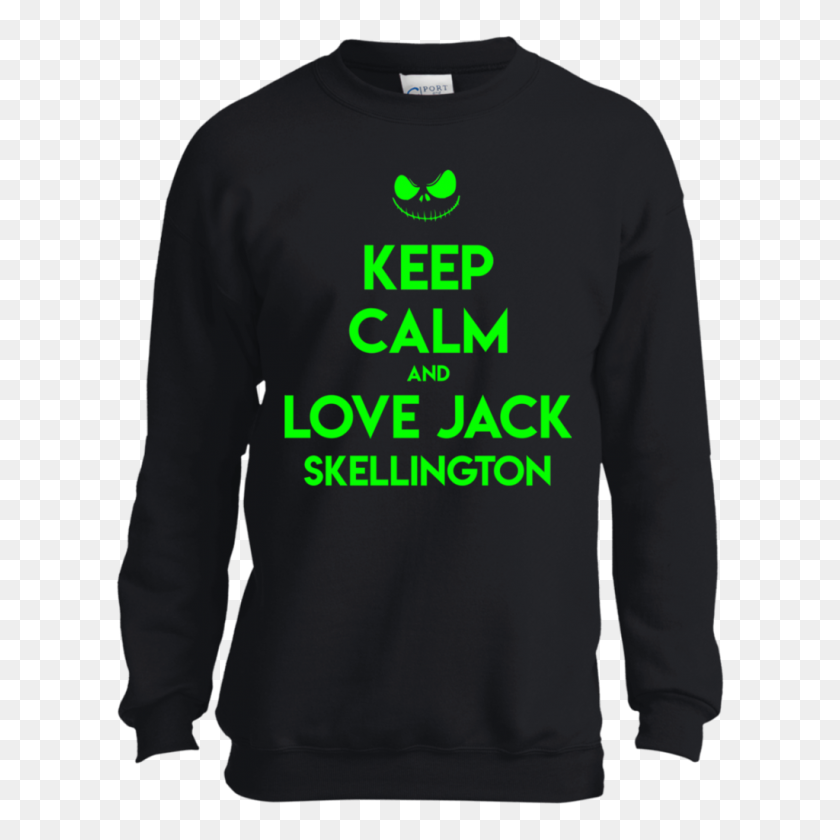 1024x1024 Keep Calm Amd Love Jack Skellington Youth Ls Shirtweatshirt - Jack Skellington Png