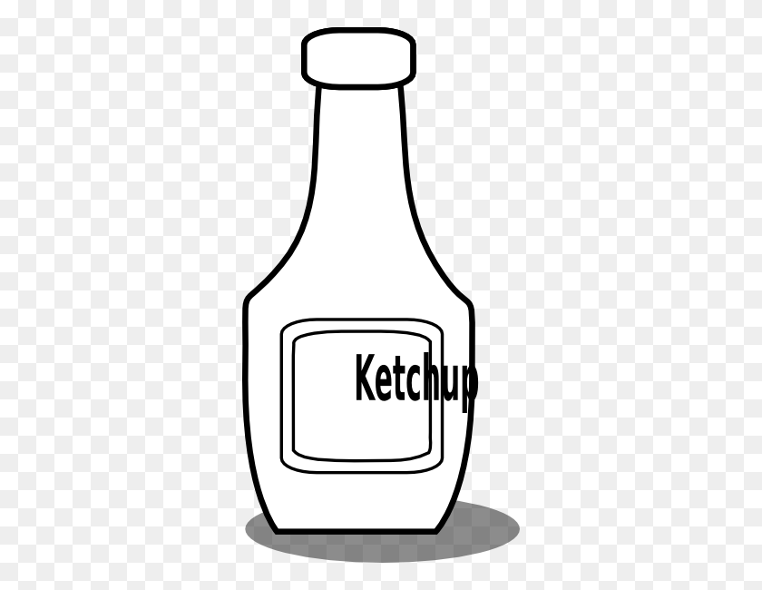 306x590 Ketchup Clipart Black And White - Hotdog Clipart Black And White