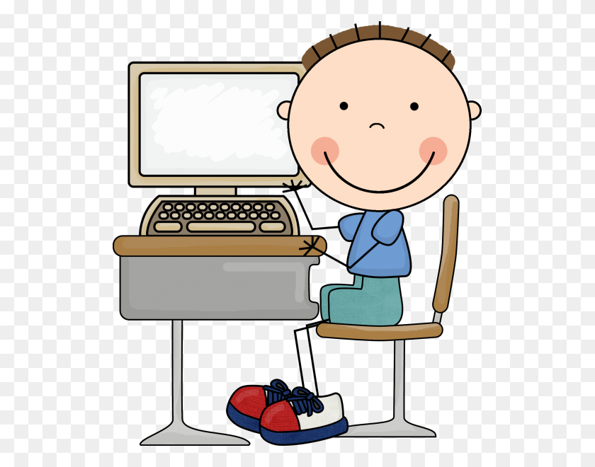 521x600 Kid At Computer Png Transparent Kid At Computer Images - Cartoon Computer PNG