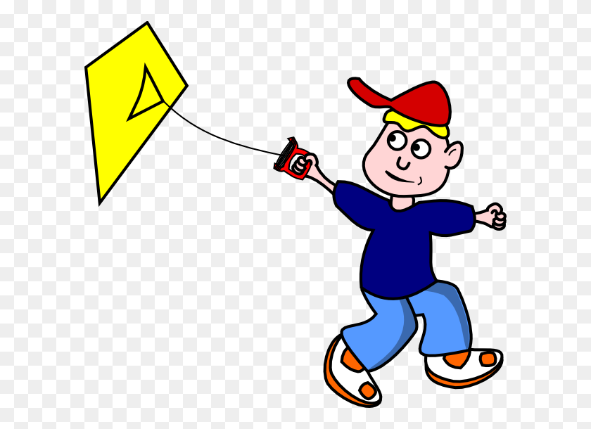 600x550 Kid Flying Kite Png, Clip Art For Web - Kids Playing Sports Clipart