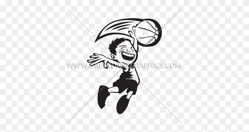 385x385 Kid Jump Dunk Production Ready Artwork For T Shirt Printing - Volleyball Player Clipart Black And White