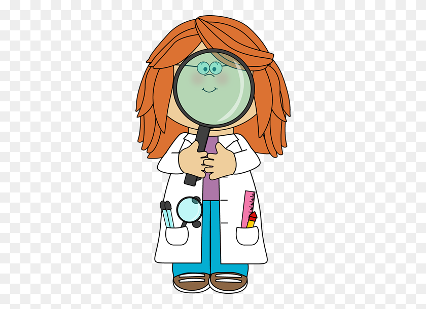306x550 Kid Scientist And Giant Magnifying Glass Education - Rally Clipart