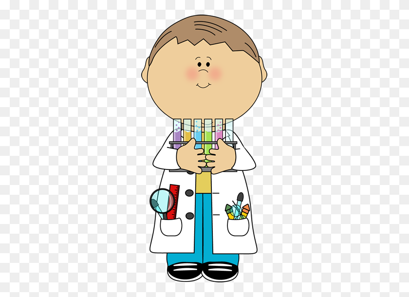 259x550 Kid Scientist With Test Tubes Clip Art - Science Border Clipart