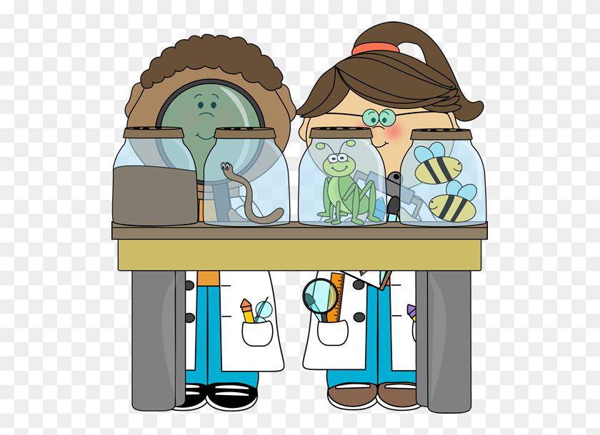 527x550 Kid Scientists Examining Bugs Science Clip Art - Science Kids Clipart