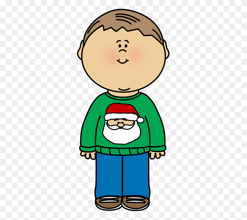315x687 Kid Wearing A Christmas Sweater Clip Art - Clipart Little Boy