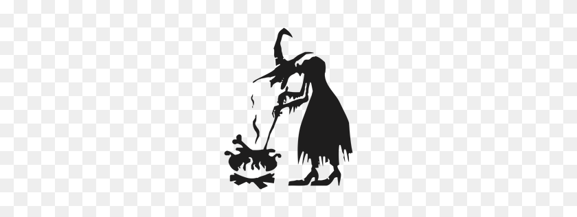 256x256 Kid Witch Costume Silhouette - Witch Silhouette PNG