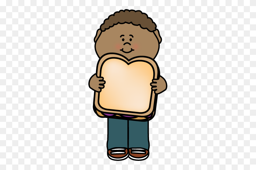 259x498 Kid With Peanut Butter And Jelly Sandwich - Sandwich Clipart PNG