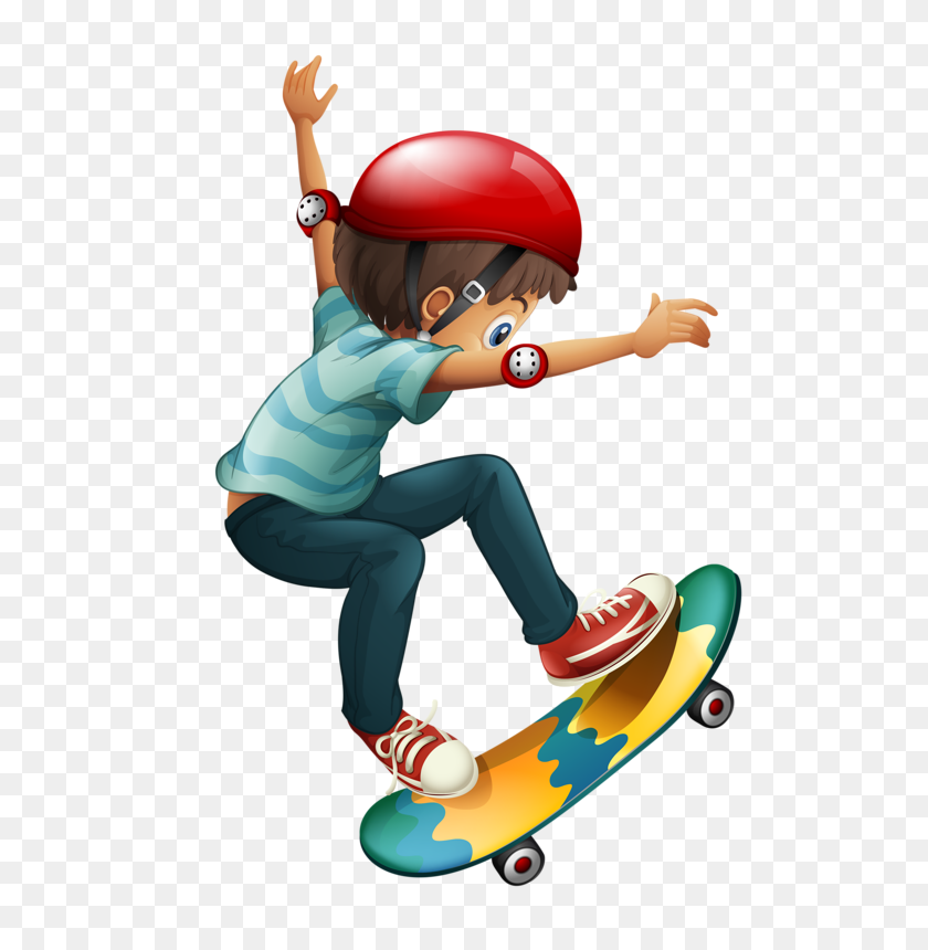 515x800 Kids Clip Art Skateboard, Skateboard Boy - Skateboarder PNG