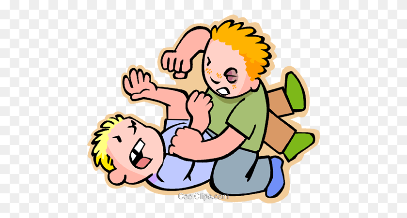 480x391 Kids Fighting Royalty Free Vector Clip Art Illustration - Fight Clipart