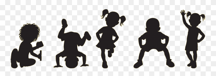 884x270 Kids Fitness Clipart Silhouette Collection - Kids Fitness Clipart